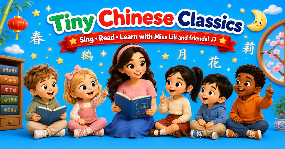 Miss Lili and children singing and learning Chinese classics together